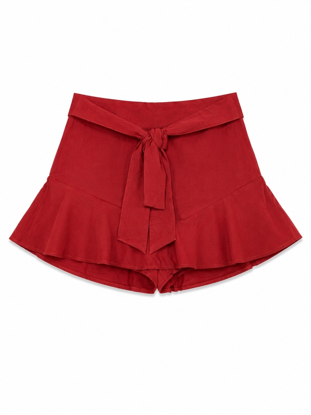 Zara Crimson Red Tie-Front Ruffle Skort, Size Medium